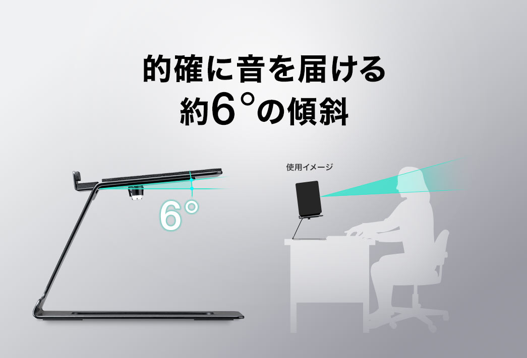 約5°の傾斜で的確に音を届ける。