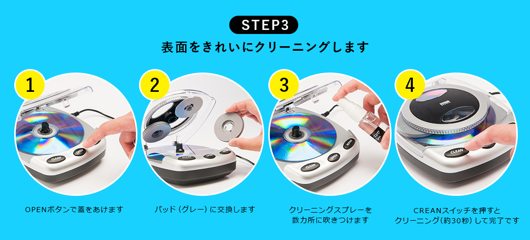 表面をきれいにクリーニングします