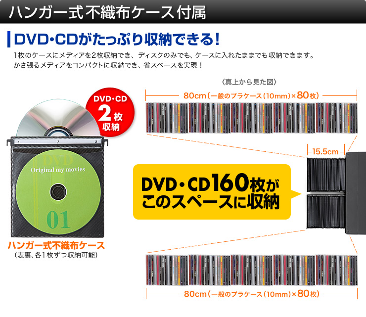 アウトレット】DVD・CD収納ケース(大容量160枚収納・自動オープン 