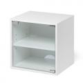 キューブ型収納ボックス ガラス扉 幅35×奥行29.5×高さ35cm 2段式 ホワイト
