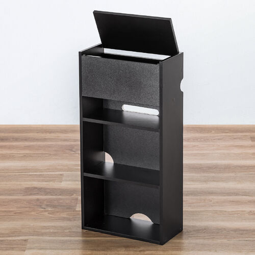キューブ型収納ボックス ハーフサイズ ハイタイプ 棚付き ゲーム機収納 上部オープン 幅35×奥行17×高さ70cm ブラック