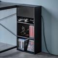 キューブ型収納ボックス ハーフサイズ ハイタイプ 棚付き ゲーム機収納 上部オープン 幅35×奥行17×高さ70cm ブラック