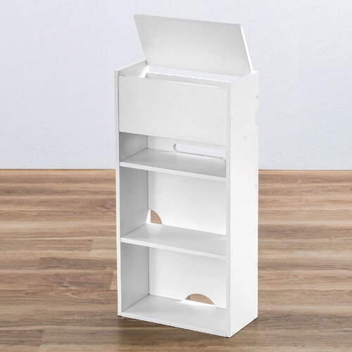 キューブ型収納ボックス ハーフサイズ ハイタイプ 棚付き ゲーム機収納 上部オープン 幅35×奥行17×高さ70cm ホワイト