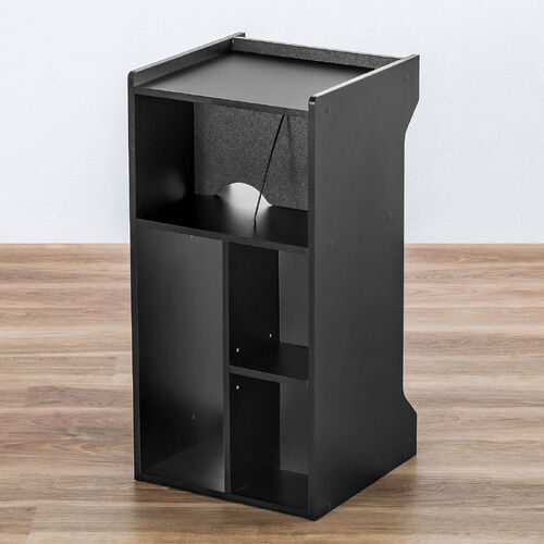 キューブ型収納ボックス 棚付きゲーム機収納 ハイタイプ 上部オープン 幅35×奥行34.5×高さ70cm ブラック