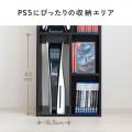 キューブ型収納ボックス 棚付きゲーム機収納 ハイタイプ 上部オープン 幅35×奥行34.5×高さ70cm ブラック