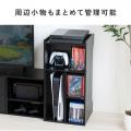 キューブ型収納ボックス 棚付きゲーム機収納 ハイタイプ 上部オープン 幅35×奥行34.5×高さ70cm ブラック