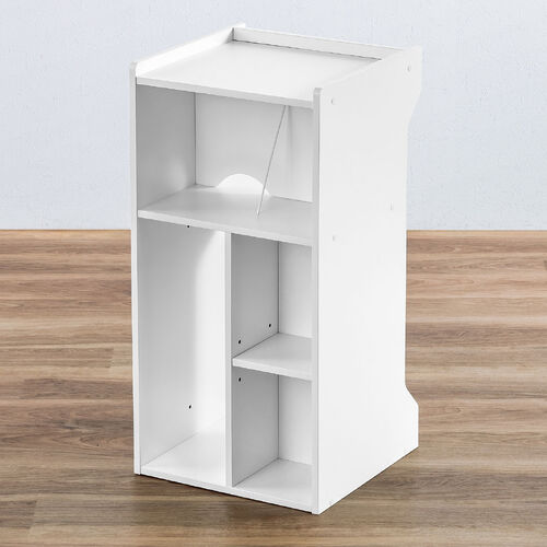 キューブ型収納ボックス 棚付きゲーム機収納 ハイタイプ 上部オープン 幅35×奥行34.5×高さ70cm ホワイト