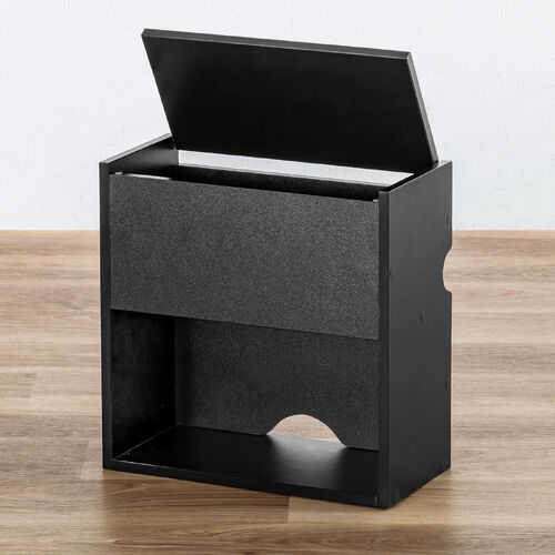 キューブ型収納ボックス 蓋付きゲーム機収納 ハーフサイズ 上部オープン 2段式 幅35×奥行17×高さ35cm ブラック