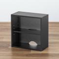 キューブ型収納ボックス オープン ハーフサイズ 幅35×奥行17×高さ35cm 2段式 ブラック