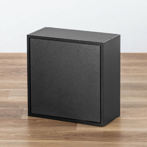 キューブ型収納ボックス 扉 ハーフサイズ 幅35×奥行17×高さ35cm 2段式 ブラック