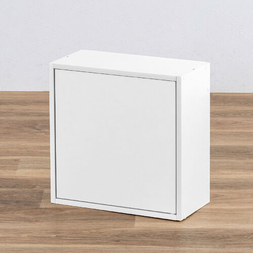 キューブ型収納ボックス 扉 ハーフサイズ 幅35×奥行17×高さ35cm 2段式 ホワイト