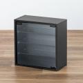 キューブ型収納ボックス ガラス扉 ハーフサイズ 幅35×奥行17×高さ35cm 4段式 ブラック