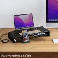 【アウトレット】USB Type-C接続ハブ付き机上ラック(ブラック)