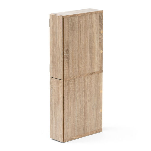 【アウトレット】隙間収納ラック 幅12cm 高さ80cm 扉付き 5段 ライトブラウン