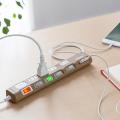 【アウトレット】電源タップ(USB充電対応・iPhone/スマートフォン充電・雷ガード・木目調・2m・ライト木目)