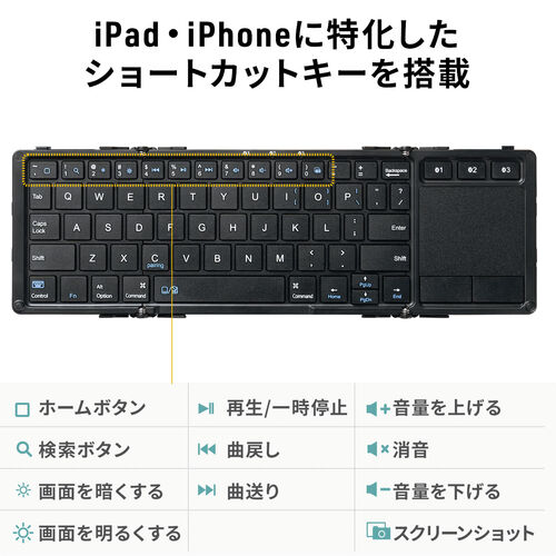 iPad Bluetoothキーボード タッチパッド トラックパッド 折りたたみ