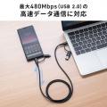 4in1 USB2.0ケーブル PD60W対応 Type-C Type-A microUSB 1m 高耐久 ポリエチレンメッシュケーブル 充電 データ転送 スマホ タブレット ブラック
