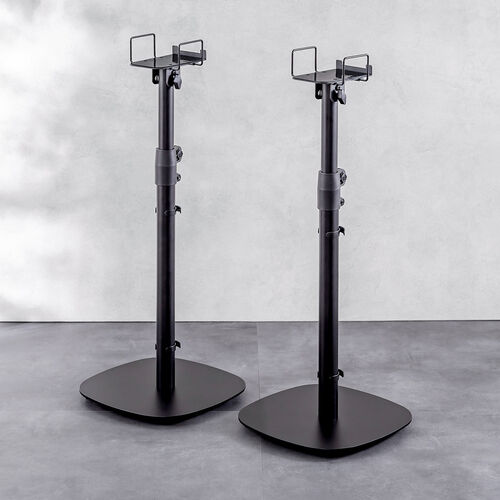 【アウトレット】フロア用 スピーカースタンド 小型スピーカー向け 2本セット 高さ56～100cm 対応サイズ14×14cm スパイク型アジャスター付き 角度調整可能 耐荷重15kg ブラック