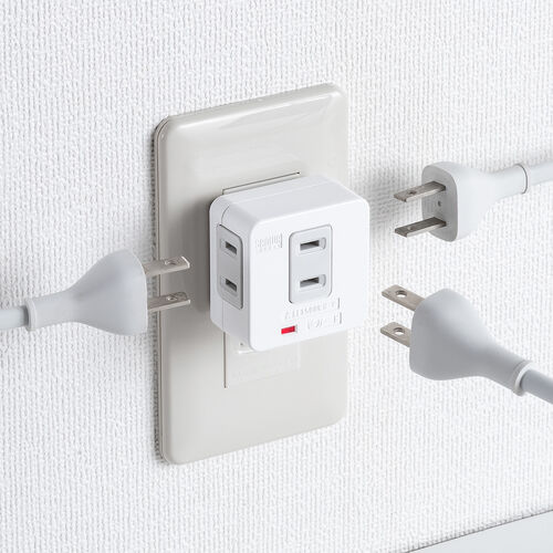 電源タップ 3個口 直差し 雷ガード付き トリプルタップ ホワイト/700
