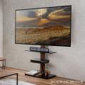 壁寄せテレビスタンド ハイタイプ 32インチ/42インチ/55インチ/65インチ対応 スチール製 天然木使用 サウンドバー用棚板つき