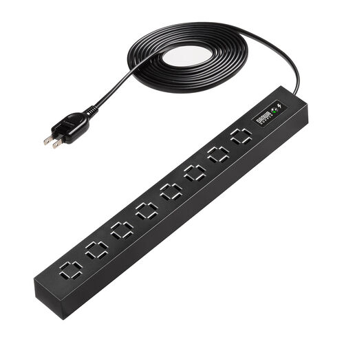 車輪差し 電源タップ 8個口 3m 雷ガードつき スイング式プラグ ブラック