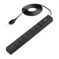 車輪差し 電源タップ 8個口 3m 雷ガードつき スイング式プラグ ブラック