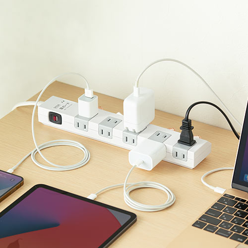 【MSPK】電源まとめ売り10個 電源タップ マグネット付 10個口 個別スイッチ付 一括集中