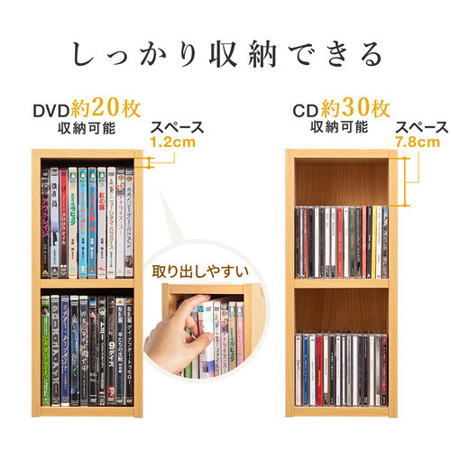 CD・DVD収納ラック 2段 ブラウン/200-FCD060BR【テレビアクセサリー市場】