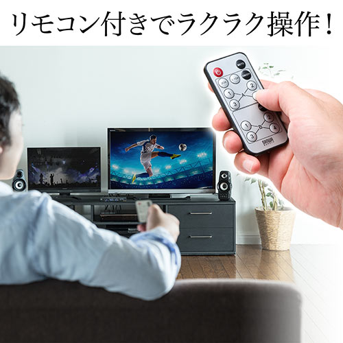 HDMIマトリックス切替器 4入力 2出力 4K/30Hz対応 リモコン付き