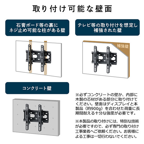 テレビ壁掛け金具(薄型・角度調整・チルト・汎用・VESA・液晶