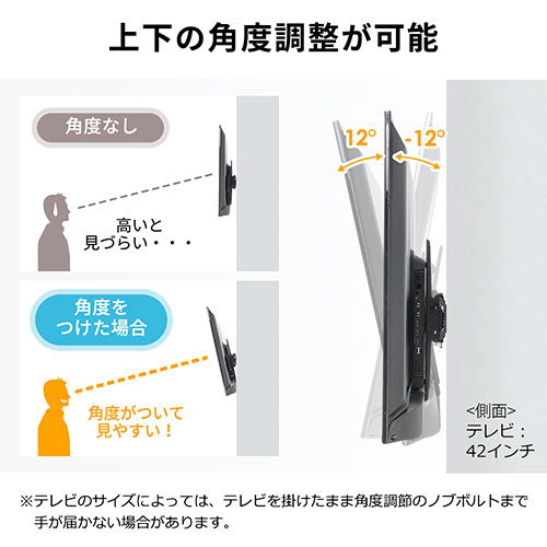 テレビ壁掛け金具 薄型 角度調整 チルト 汎用 VESA 55インチ程度対応