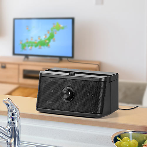 手元スピーカー 有線タイプ 電池式 USB給電対応 ブラック/YK-SP087