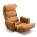 肘掛け付きふんわり座椅子(サイドポケット付き・低反発ウレタン・リクライニング・ライトブラウン)