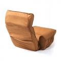 肘掛け付きふんわり座椅子(サイドポケット付き・低反発ウレタン・リクライニング・ライトブラウン)