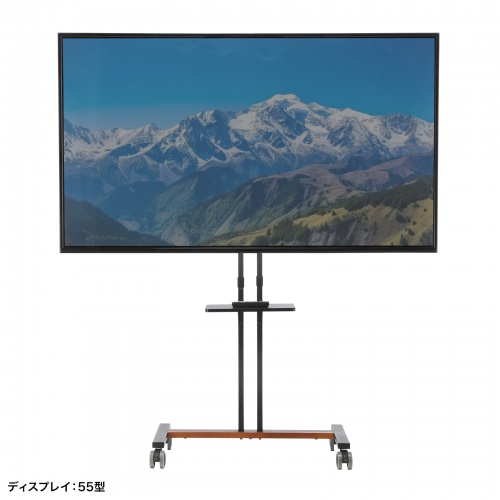 テレビスタンド キャスター付 55インチ対応 棚板付 ブラック/CR-PL60BK