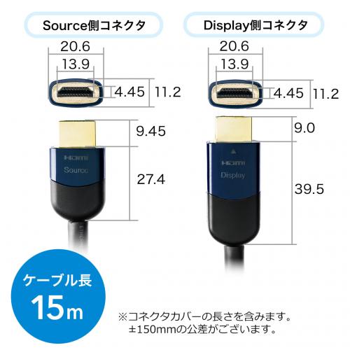 HDMIアクティブケーブル(15m・イコライザ内蔵・4K/30Hz対応・Active