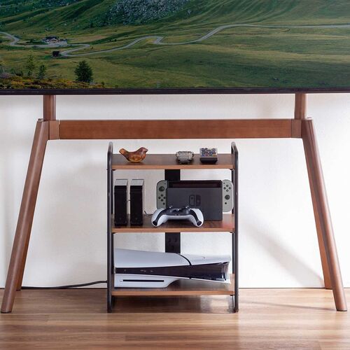 収納ラック 3段 総耐荷重90kg 電源タップ受け付き 木目調