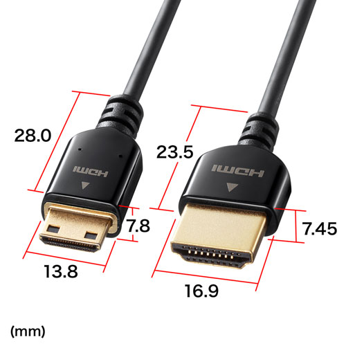 イーサネット対応ハイスピードHDMIミニケーブル(ブラック・1m)/KM-HD22