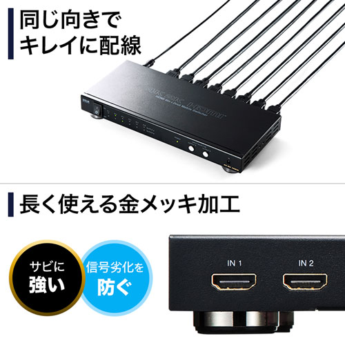 HDMI切替器(6入力2出力・マトリックス切替機能付き)/SW-UHD62N【テレビ