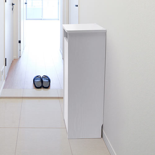 ルーター収納ボックス 縦型 扉1枚タイプ 幅30cm 木目調 ホワイト