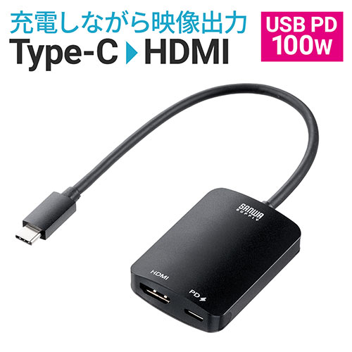 ◆2/13 16時までセール特価◆ USB Type C-HDMI変換アダプタ 4K/60Hz HDR対応 PD100W iPad Pro Air Nintendo Switch 有機ELモデル対応 ブラック