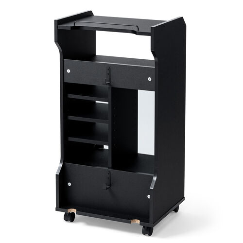 ゲーム機収納ラック ガラス扉 可動棚×3枚 キャスター付き ブラック/200