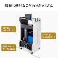 ゲーム機収納ラック ガラス扉 可動棚×3枚 キャスター付き 木目ブラウン×ブラック