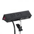 クランプ固定式 電源タップ 4個口 3m USB-C×1 USB-A×1 一括集中スイッチつき ブラック