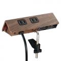 クランプ固定式 電源タップ 4個口 3m USB-C×1 USB-A×1 一括集中スイッチつき ブラウン
