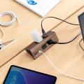 クランプ固定式 電源タップ 4個口 3m USB-C×1 USB-A×1 一括集中スイッチつき ブラウン