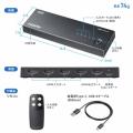 HDMI切替器 4入力1出力 4K/60Hz HDR対応 リモコン付き 自動切替 HDMIセレクター