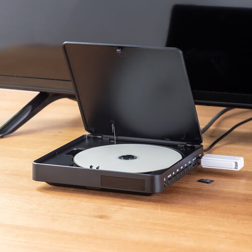 ミニDVDプレーヤー CD・DVD再生専用 USB給電 リージョンフリー CPRM対応 USBメモリ microSDカード再生機能つき ブラック