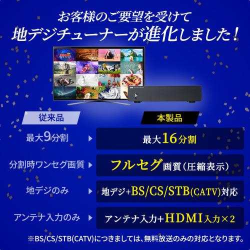 16チャンネル同時視聴 地デジチューナー 複数画面同時表示