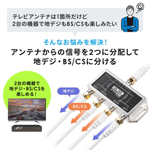 アンテナダブル分波器 4K対応 8K対応 地デジ対応 BS/CS対応 50cm/500